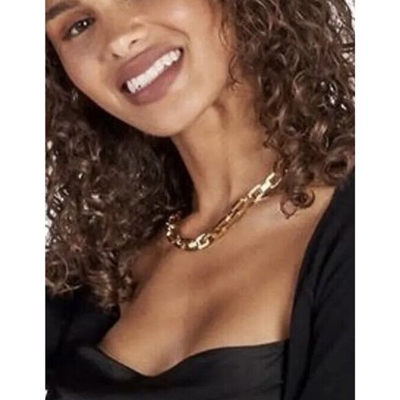 Eddie Borgo 12K Gold Plated Supra Link Polished Collar Chain Necklace New - Picture 3 of 9